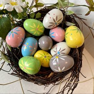 11 Easter Eggs Pisanki Hand Painted Wooden Polish